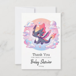 Tarjeta De Agradecimiento Adorable Fairytale Dragon Baby Shower