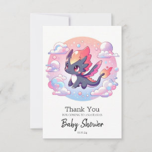 Tarjeta De Agradecimiento Adorable Fairytale Dragon Baby Shower