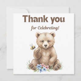Tarjeta De Agradecimiento Adorable,  grizzly bear cub  Baby Shower 