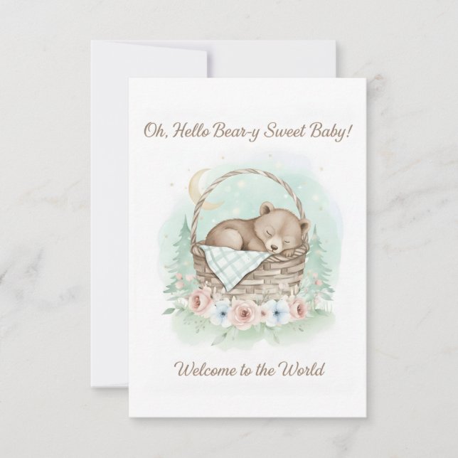 Tarjeta De Agradecimiento Adorable,  grizzly bear cub  Baby Shower  (Anverso)