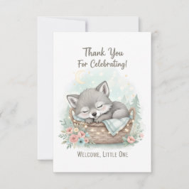 Tarjeta De Agradecimiento Adorable lobo bebé esponjoso Baby Shower