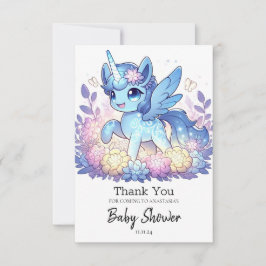Tarjeta De Agradecimiento Adorable Magia Unicornio Baby Shower