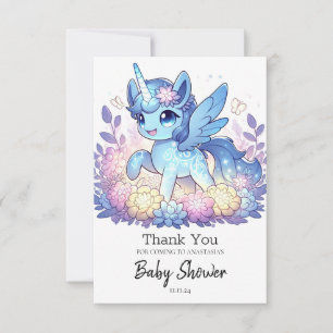 Tarjeta De Agradecimiento Adorable Magia Unicornio Baby Shower