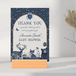 Tarjeta De Agradecimiento Adorable Magic Woodland Night Animal Gracias