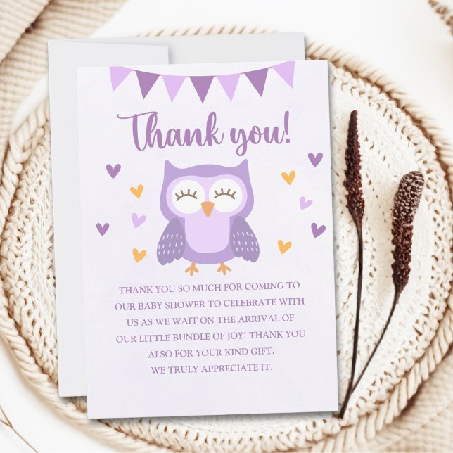 Tarjeta De Agradecimiento Adorable Owl Baby Shower Girl – 'It's a Girl (Subido por el creador)