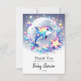 Tarjeta De Agradecimiento Adorable Pastel Dolphin Baby Shower