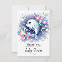 Tarjeta De Agradecimiento Adorable Personalizado Dolphin Baby Shower