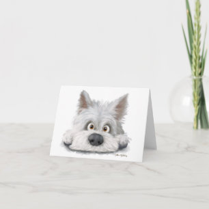 Tarjeta De Agradecimiento Adorable terrier escocés blanco de dibujos animado
