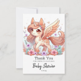 Tarjeta De Agradecimiento Adorable Unicorn Baby Shower