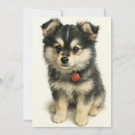 Tarjeta De Agradecimiento Adorable Watercolor Pomchi Puppy 