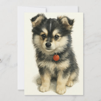 Tarjeta De Agradecimiento Adorable Watercolor Pomchi Puppy 
