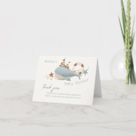 Tarjeta De Agradecimiento Adorable Whale Baby Shower