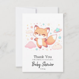 Tarjeta De Agradecimiento Adorable Woodland Fox Baby Shower