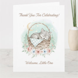 Tarjeta De Agradecimiento Adorable y esponjoso lobo bebé Baby Shower