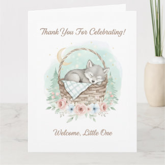 Tarjeta De Agradecimiento Adorable y esponjoso lobo bebé Baby Shower