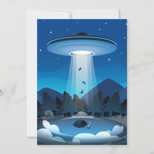 Tarjeta De Agradecimiento Adorables Gracioso Abducción de OVNI (Anverso)