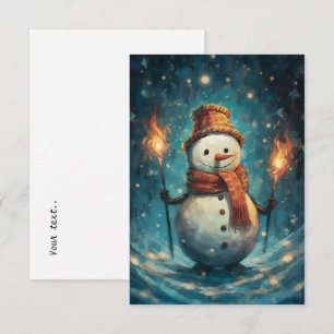Tarjeta De Agradecimiento Adorables Navidades de nevadas de acuarela tradici