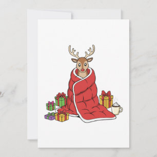 Tarjeta De Agradecimiento Adorables renos de Navidad acogedores en manta Div