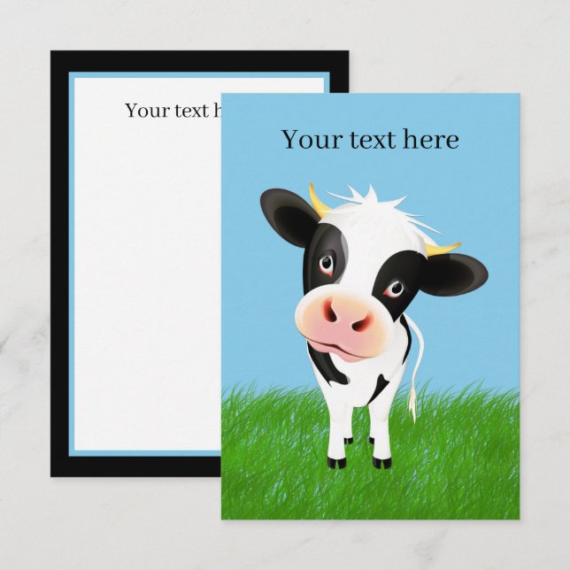 Tarjeta De Agradecimiento adoradores de vacas lindas añaden texto (Anverso / Reverso)