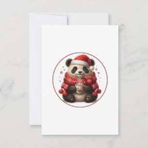 Tarjeta De Agradecimiento Adorno de Cacao Caliente de Panda Navideño Adorabl