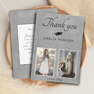Tarjeta De Agradecimiento Adorno de plata elegante graduación 2 fotos 