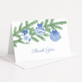 Tarjeta De Agradecimiento Adornos de Navidad Clásicos Azules y Blancos para 
