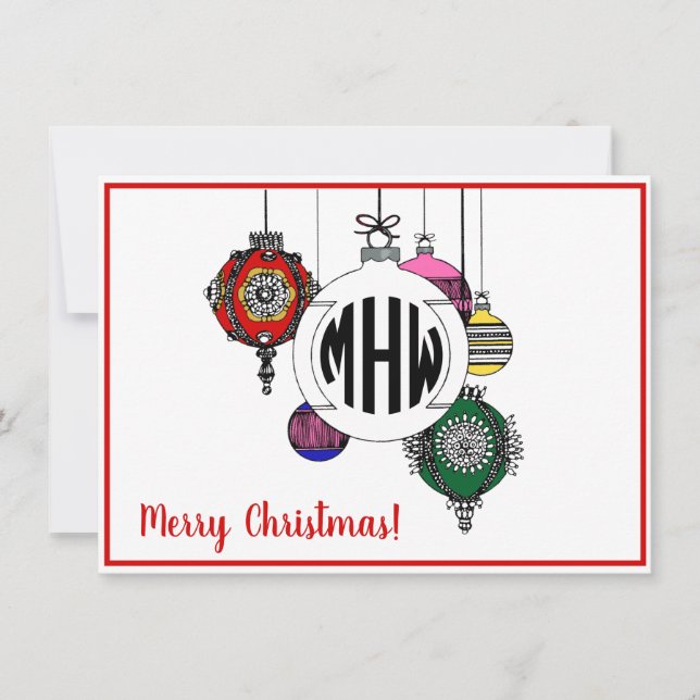 Tarjeta De Agradecimiento Adornos Navideños DIY BG Monograma de Fuente en Cí (Anverso)