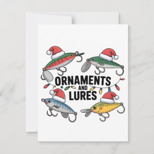 Tarjeta De Agradecimiento Adornos y señuelos divertido Navidad Santa pesca 