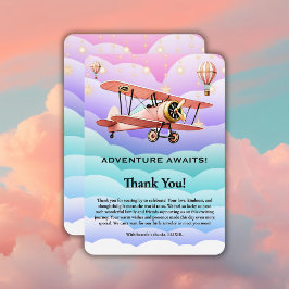Tarjeta De Agradecimiento Adventure Awaits Aviation Baby Shower