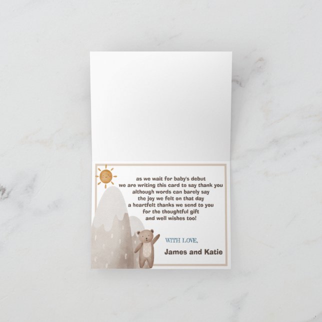 Tarjeta De Agradecimiento Adventure Awaits Baby Shower Folded Gracias Card (Interior)