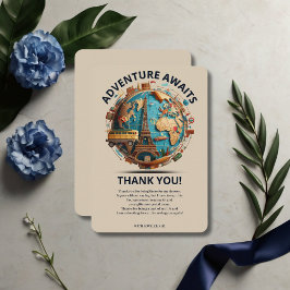 Tarjeta De Agradecimiento Adventure Awaits Modern Globe Baby Shower