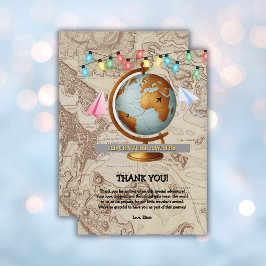 Tarjeta De Agradecimiento Adventure Awaits World Map Baby Shower