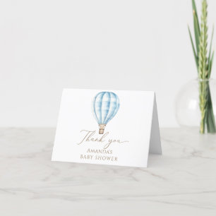 Tarjeta De Agradecimiento Adventure Awath Blue Hot Air Balloon Baby Shower