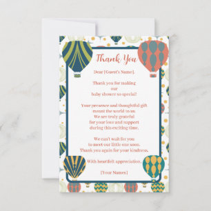 Tarjeta De Agradecimiento Adventure Awath Hot Air Balloon Baby Shower
