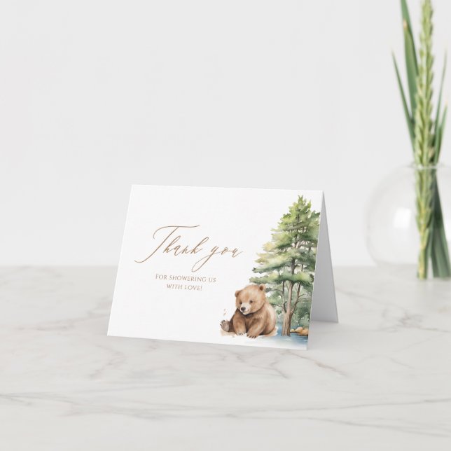 Tarjeta De Agradecimiento Adventure Awath Woodland Bear Shipping (Anverso)