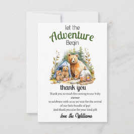 Tarjeta De Agradecimiento Adventure Begin Woodland Baby Shower