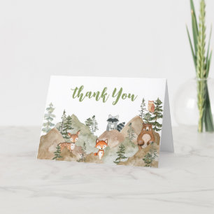 Tarjeta De Agradecimiento Adventure Begin Woodland Mountain Baby Shower