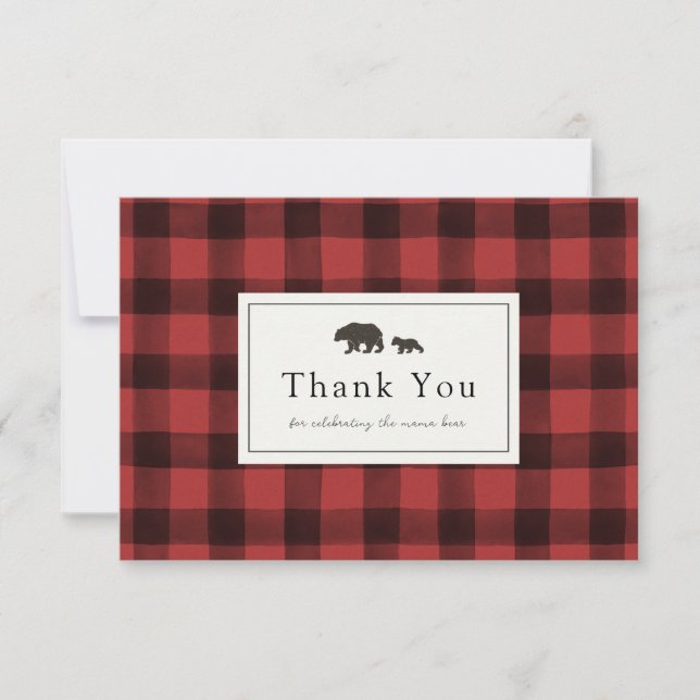 Tarjeta De Agradecimiento Adventure comienza a llevar Baby Shower Plaid (Anverso)