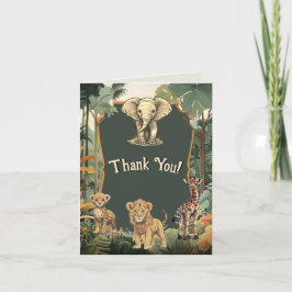 Tarjeta De Agradecimiento Adventure Jungle Animals Baby Shower