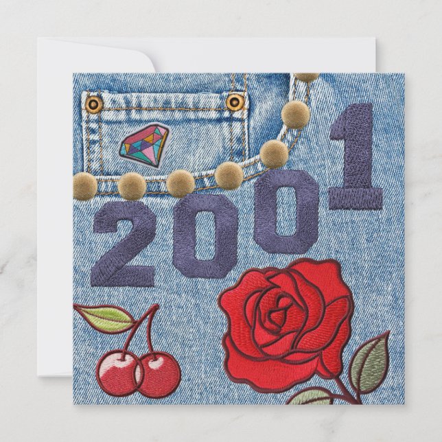 Tarjeta De Agradecimiento Afiche de época 2001 Cumpleaños o Reunión (Anverso)