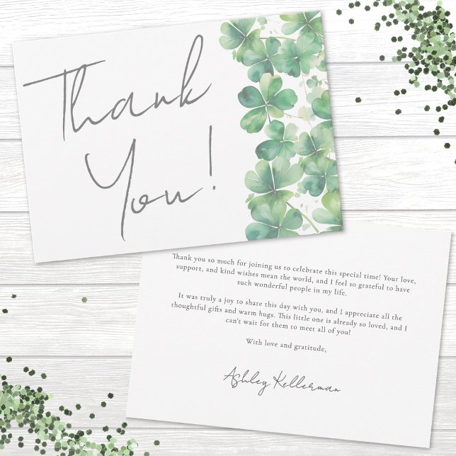 Tarjeta De Agradecimiento Afortunada En El Amor Fiesta De Despedida De Solte (Lucky In Love St. Patrick's Day Bridal Shower Thank You Card)