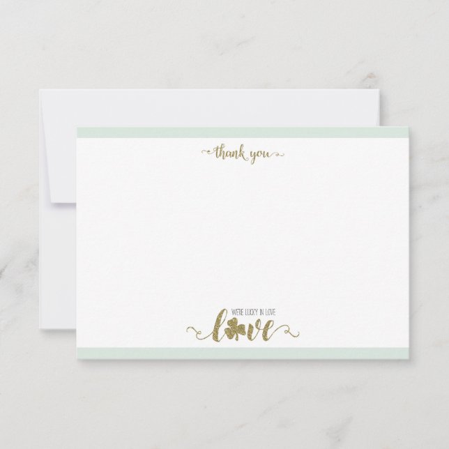Tarjeta De Agradecimiento Afortunada en Love St. Patrick's Day Bridal Shower (Anverso)
