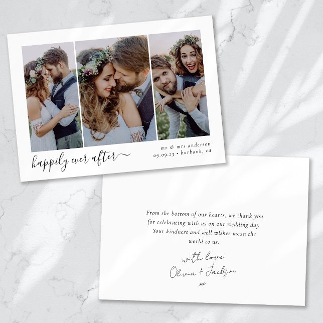Tarjeta De Agradecimiento Afortunadamente después del guión del Boda de foto (Subido por el creador)