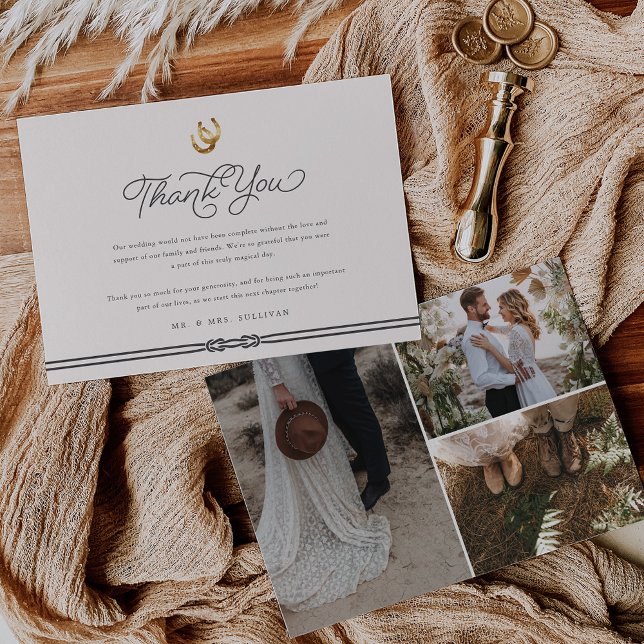 Tarjeta De Agradecimiento Afortunado en amor | Foto Rústica del Boda de herr (Subido por el creador)
