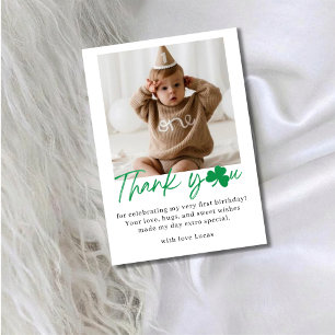 Tarjeta De Agradecimiento Afortunado Primero Cumpleaños Shamrock Foto Gracia
