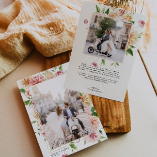 Tarjeta De Agradecimiento Afterglow Garden Floral Wedding Photo Thank You