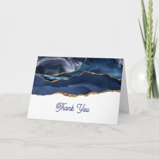 Tarjeta De Agradecimiento Ágata dorada azul patriótica