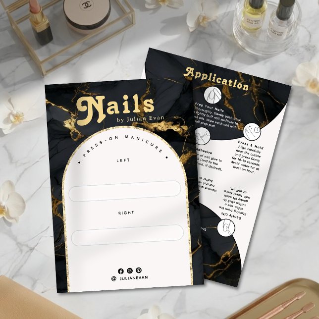 Tarjeta De Agradecimiento Agate Black Gold Marble Arch Manicure Display Card (Agate Black Gold Marble Arch Manicure Display Card)