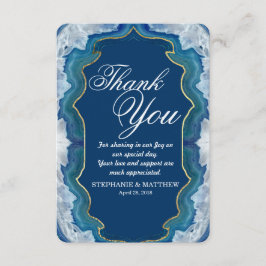 Tarjeta De Agradecimiento Agate Elegant Bonito Blue Geode Pattern