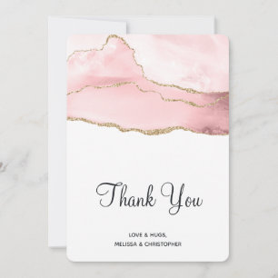 Tarjeta De Agradecimiento Agate Rubor rosa con una elegante boda de la cinta